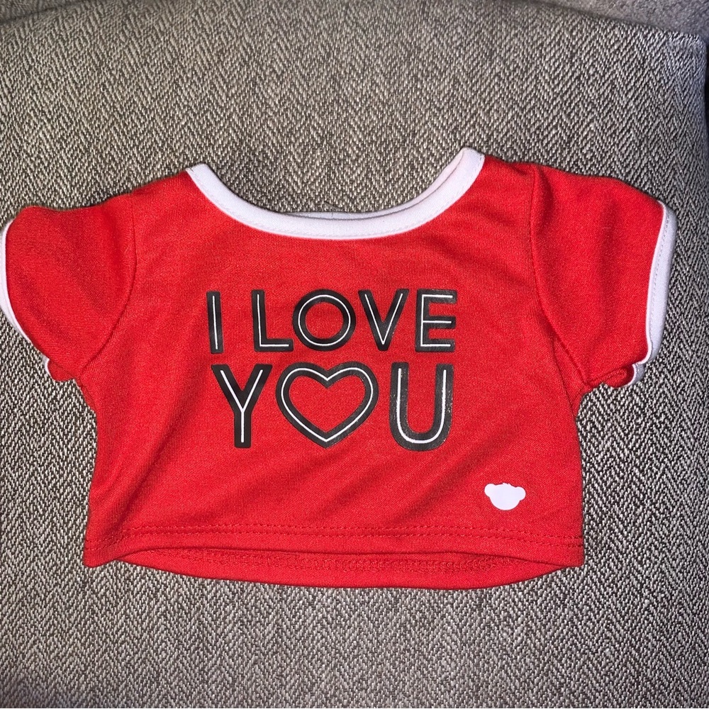 Build-A-Bear Workshop Build a bear I Love You Tee shirt top t-shirt RARE HTF EUC